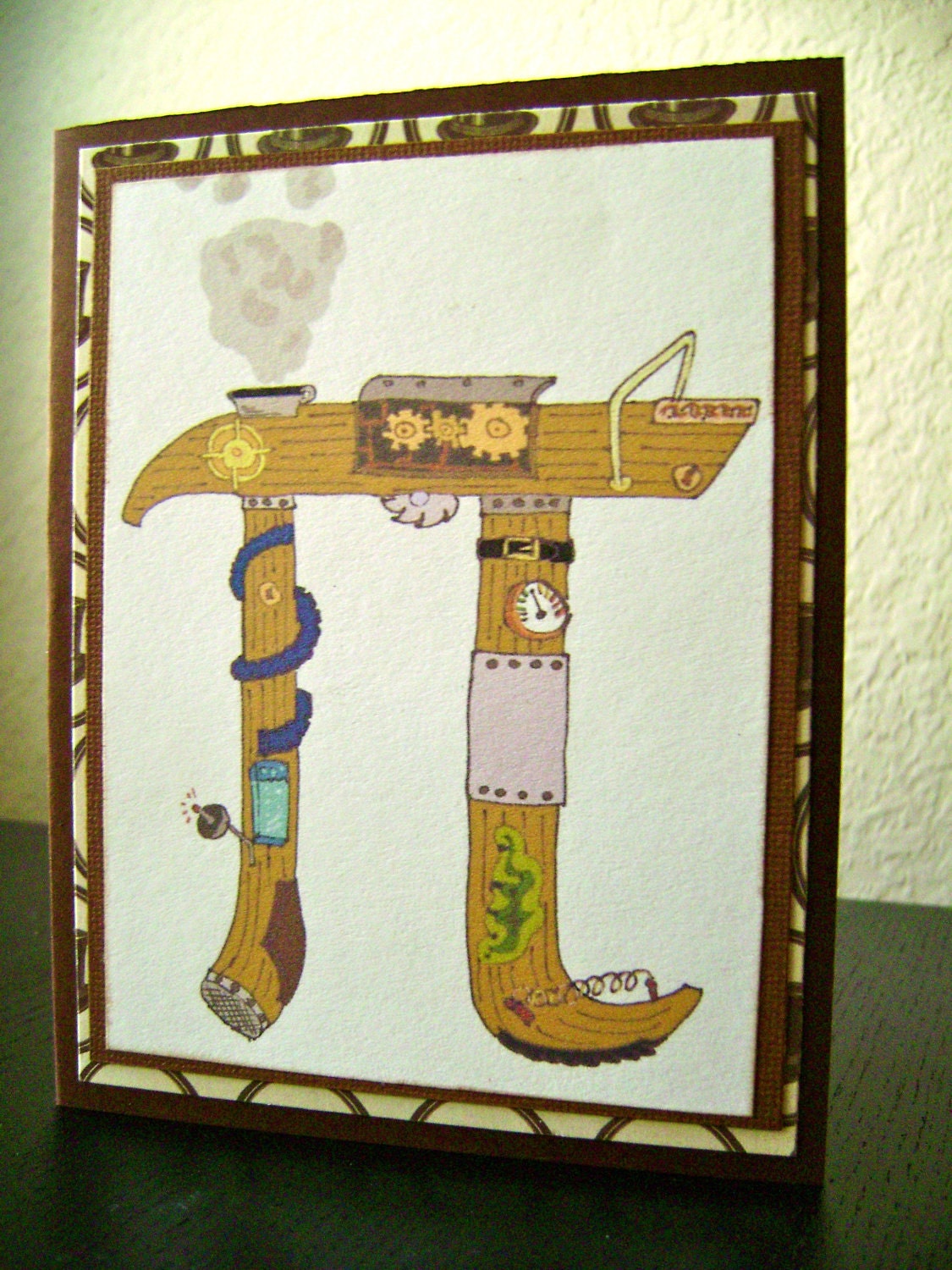 Steampunk is Irrational Pi Greeting Card with Top Hats