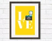 Retro Typographic Love Diana Camera Art print