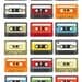 Retro Colourful tape casette art print A3 / 11x14