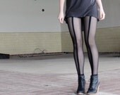 Sheer leggings - industrial black mesh soft grunge goth, modern style sexy street fashion - medium