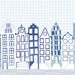Wallpaper mural Amsterdam city houses in delft blue