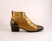 Rock Star Chic Gold Ankle Boot.  Buttery Soft Italian Leather - Size 5.5