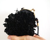 Black Beaded Evening Bag Made in Italy ,Valentines Day - millyscollection