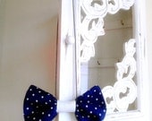 SALE Bowtie Necklace Navy Polka Dot on Chain