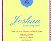 Toddler Birthday Party Invitation - Boy or Girl Birthday Card -  Printable 5x7 - DIY