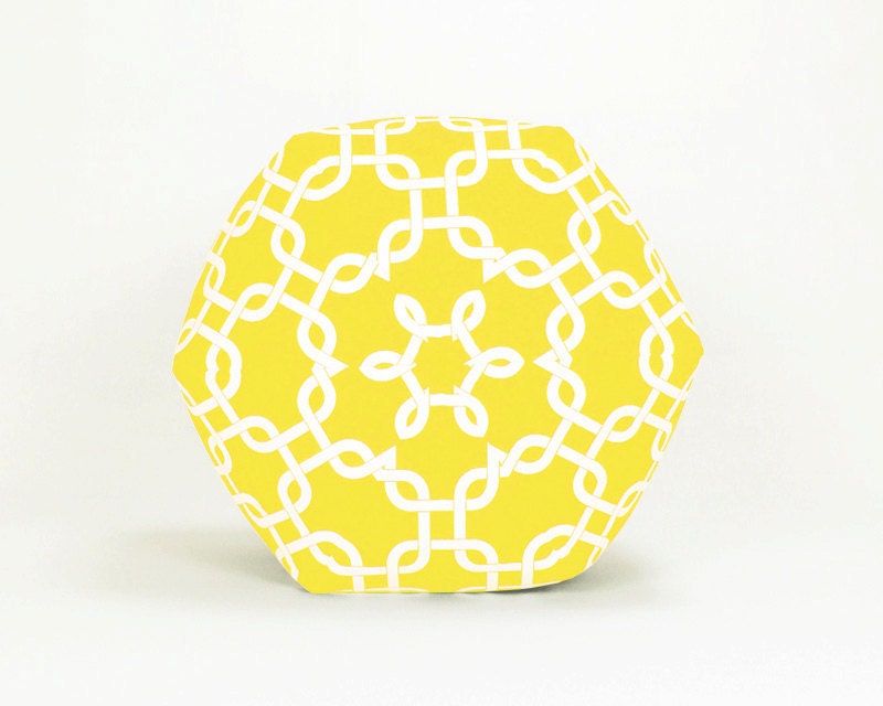 16" Wide  x 12.5" Tall Modern Contemporary Floor Ottoman Mini Pouf/Pouffe  Pillow Stool Yellow/White Gotcha