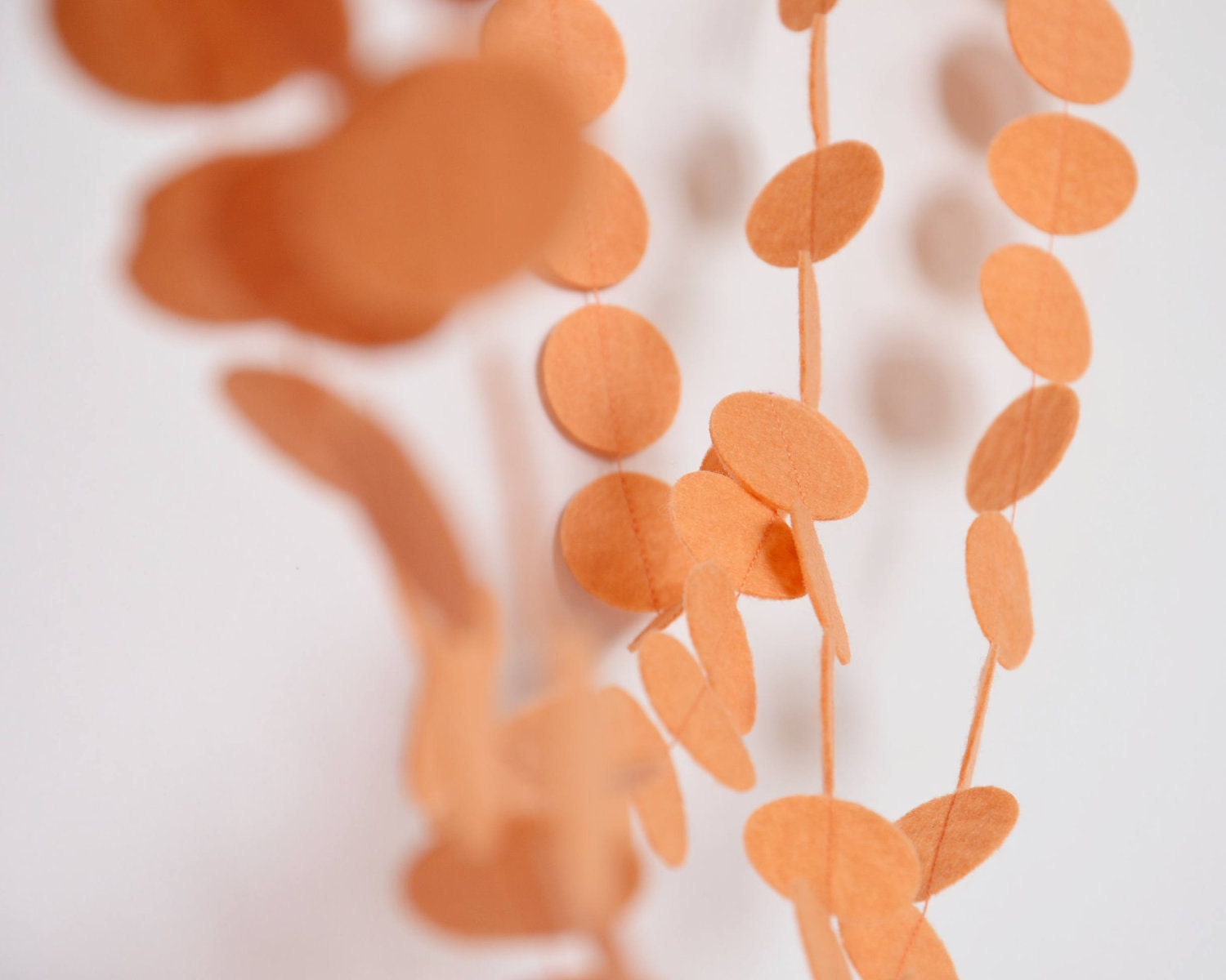 Felt circle garland - 10 feet Tangerine felt bunting banner garland
