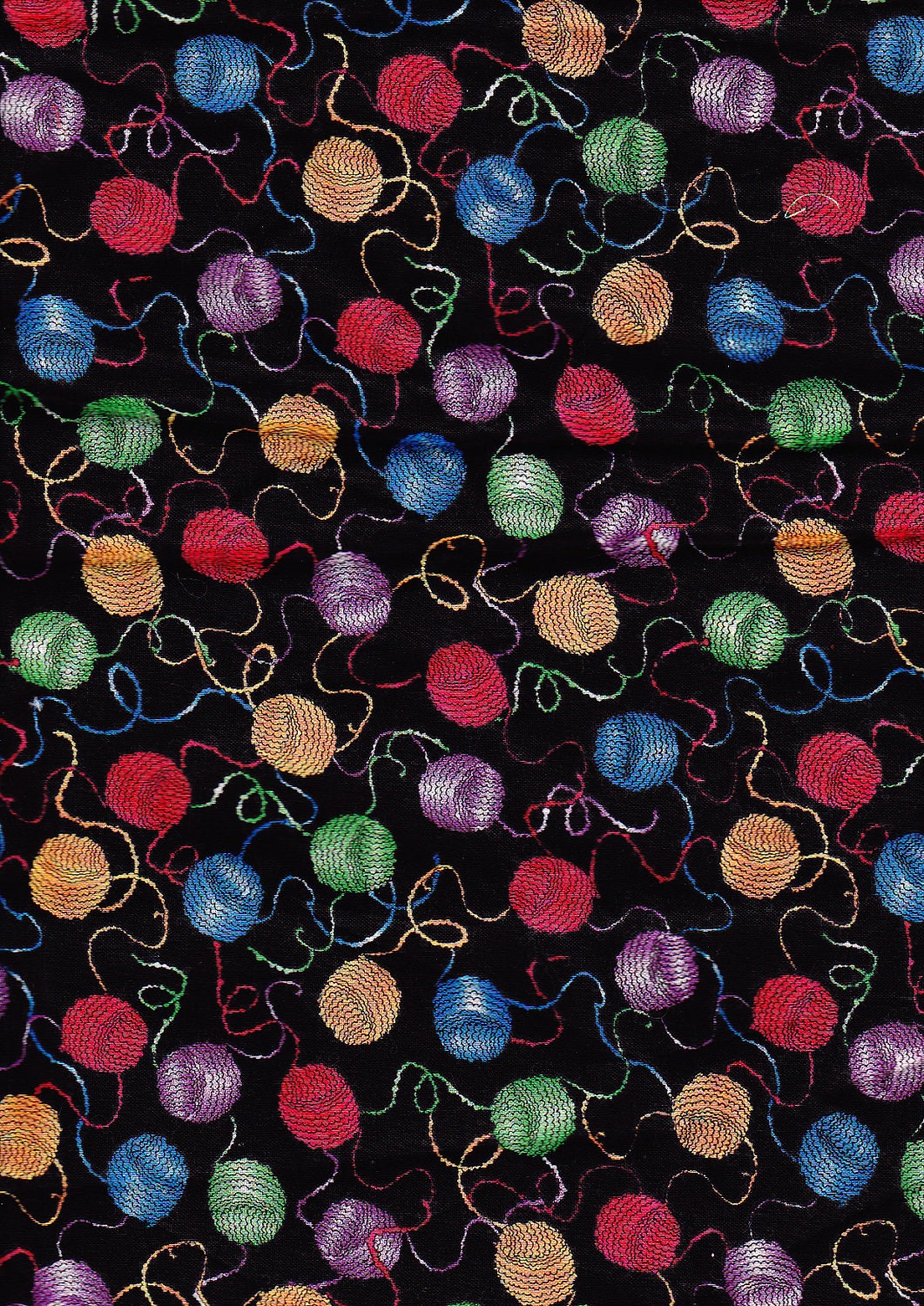 Krafty Kitties - Colorful Kitty Cat Yarn Balls Knitting Fabric - FabricAndTreasures