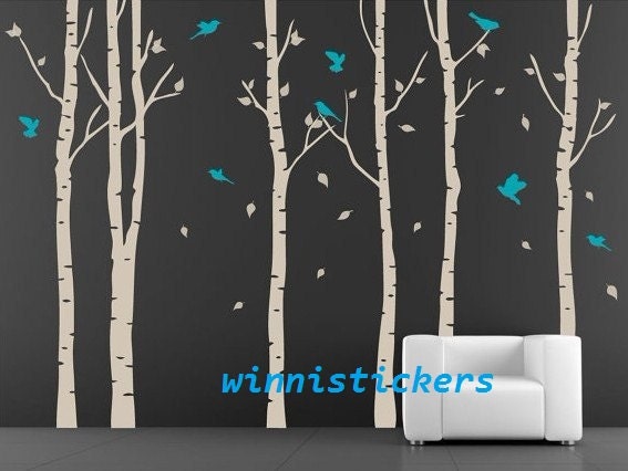6 trees-Vinyl Wall Decal Nature Design Tree Wall Decals Wall stickers Nursery wall decal wall art------Birch trees