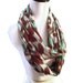 Abstract Floral Print semi sheer Infinity Scarf. Chocolate and Teal Floral Print Infinity Scarf Cowl Scarf