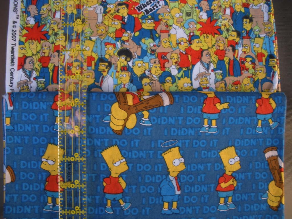 Sale Destash 147- Bart Simpson 2 Piece Coordinate by Springs Fabric, Sale Destash 147- Bart Simpson 2 Piece Coordinate by Springs Fabric,