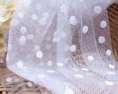 Lace Fabric White Large Dots Gauze Wedding Fabric Handmade DIY 59'' width 1 yard