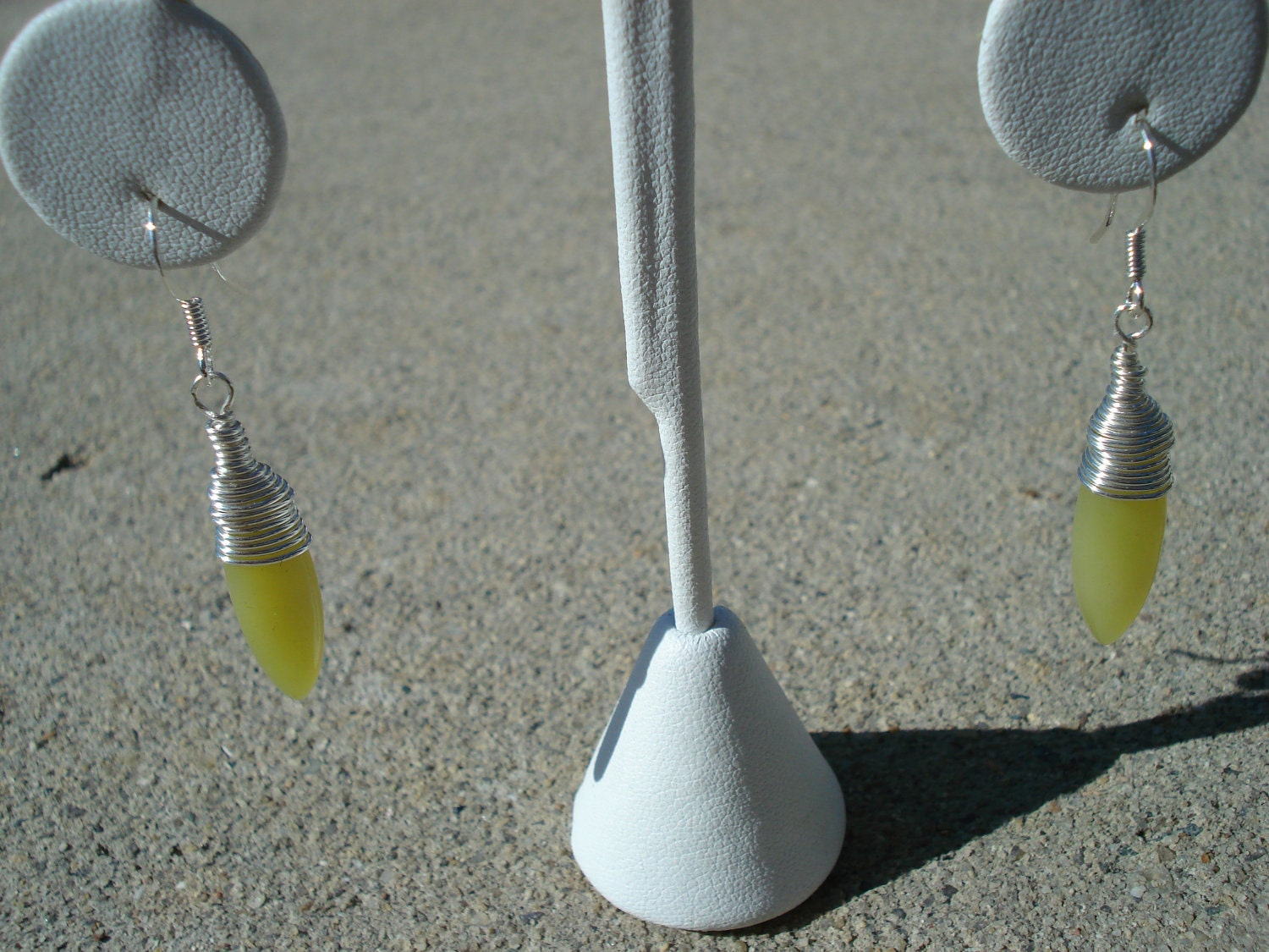 Wire wrapped yellow gemstone dangle earrings