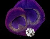 Purple Peacock Feather Fascinator with Swarovski Crystal