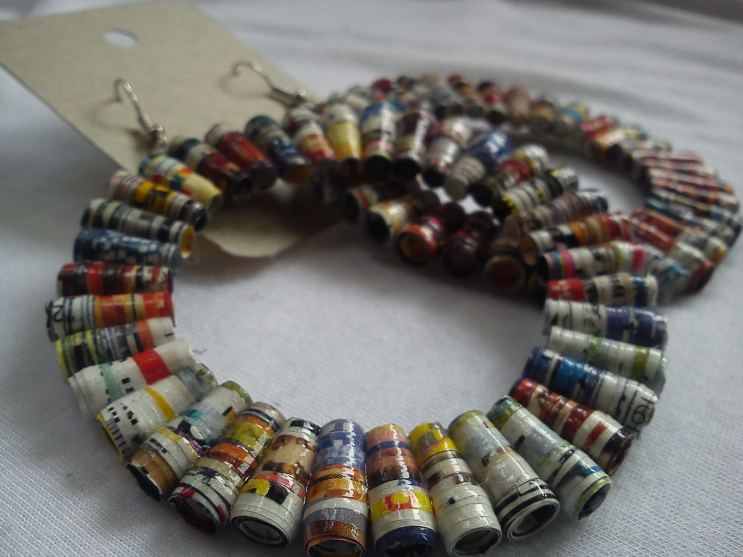 Upcycled hoop earrings made from magazines by TrashyCreations on UpcycleFever
