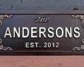 Bridal Shower Gift, Wedding Gift, Wedding Sign, Personalized Carved Sign, Distressed Wooden Established Family Name Sign