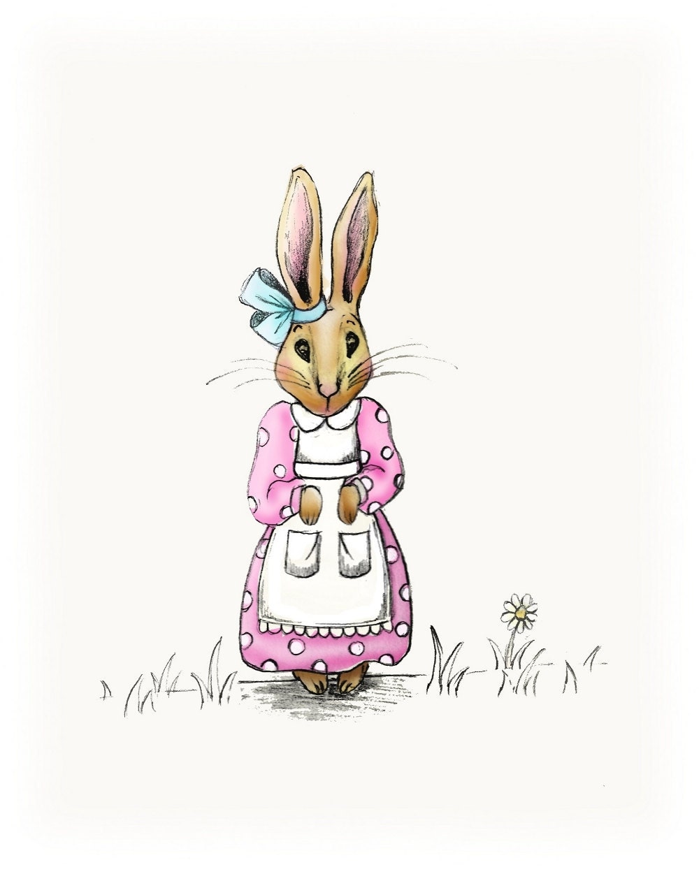 Baby girl, Storybook Bunny Nursery Art Prints, children decor, 8x10, kids wall art