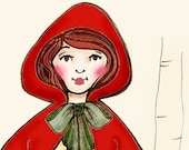 Red Riding Hood, Children decor, kids wall art, woodland nursery art, fairy tale decor, 11x14 whimsical print