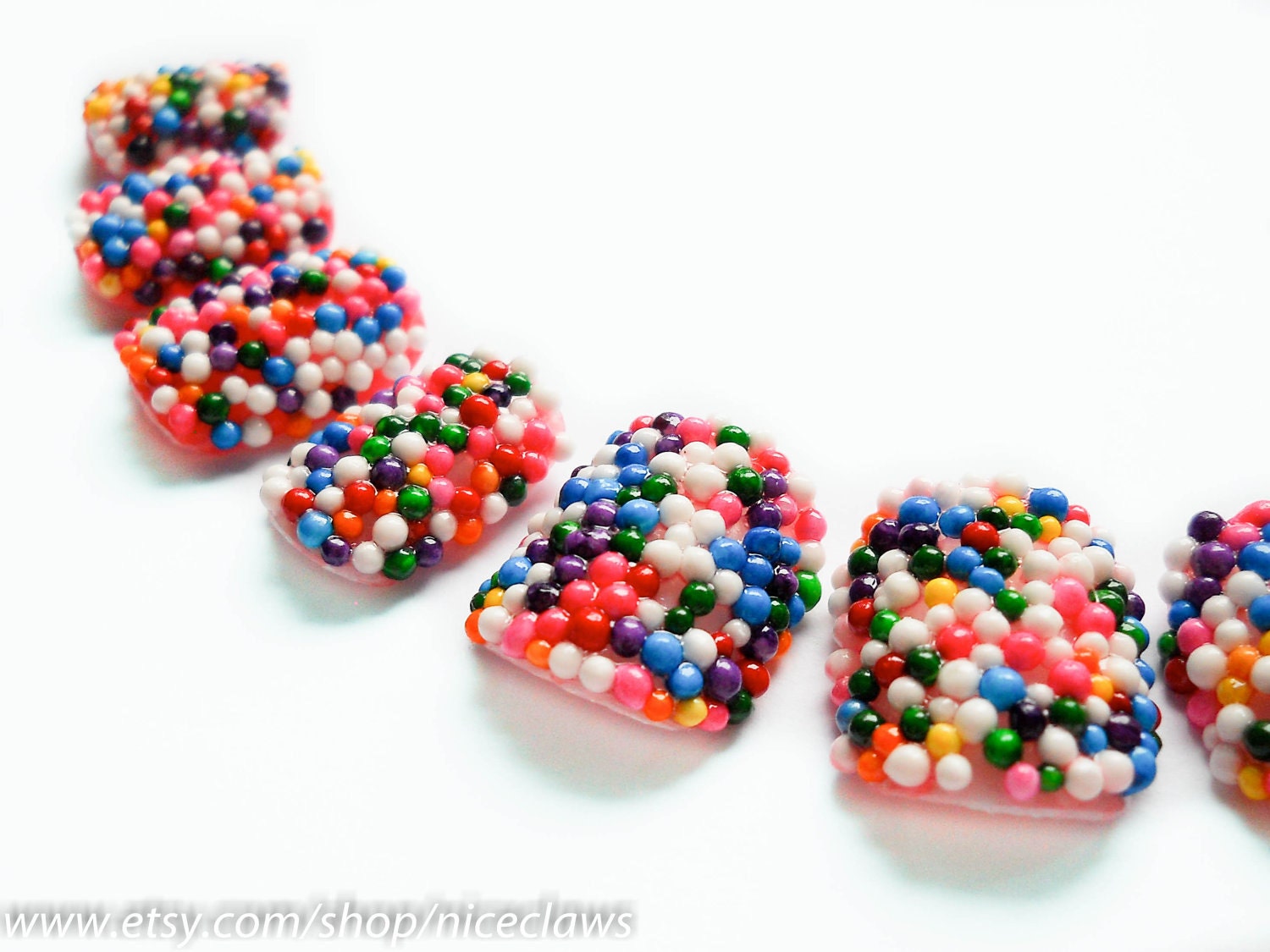 SALE Candy Sprinkles Nails, Bubblegum Gumball Artificial Short 3D Fingernails
