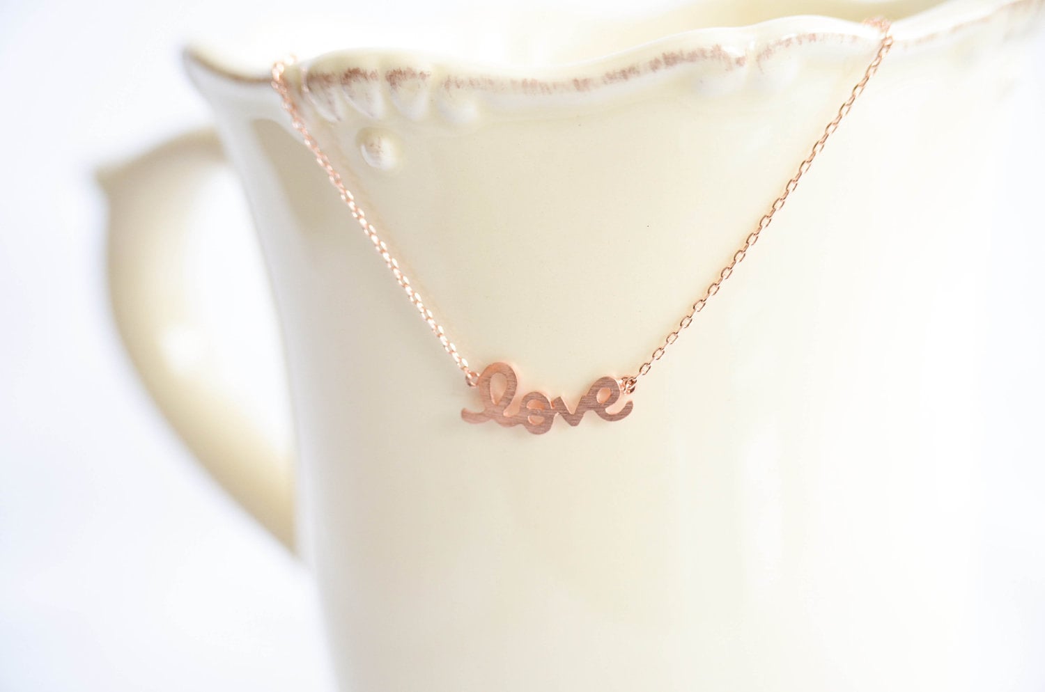 Love Necklaces on Love Necklace In Rose Gold   Pink Gold   Wedding  Bride  Bridal  Love