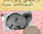 Birth Announcement Magnets or Cards Personalized Eco-Friendly FREE SHIPPING