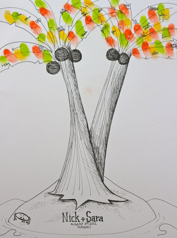Hand Draw Ink Guestbook Palm