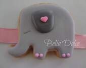 Sweetly Sleeping Baby Elephant  -  1 Dozen (12 cookies) Baby Shower Favor - Birthday Gift
