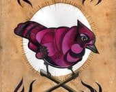 Pink & Purple Jay Tattoo Art Print