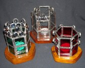 Rustic Stained Glass Candle Holders