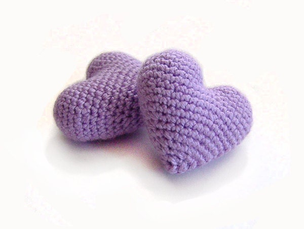 Amigurumi Crochet Lilac Heart (Set of 2) - naryatoys