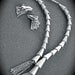 Vintage MODERNIST Textured Cone Links & multi Chains NECKLACE and EARRINGS Set