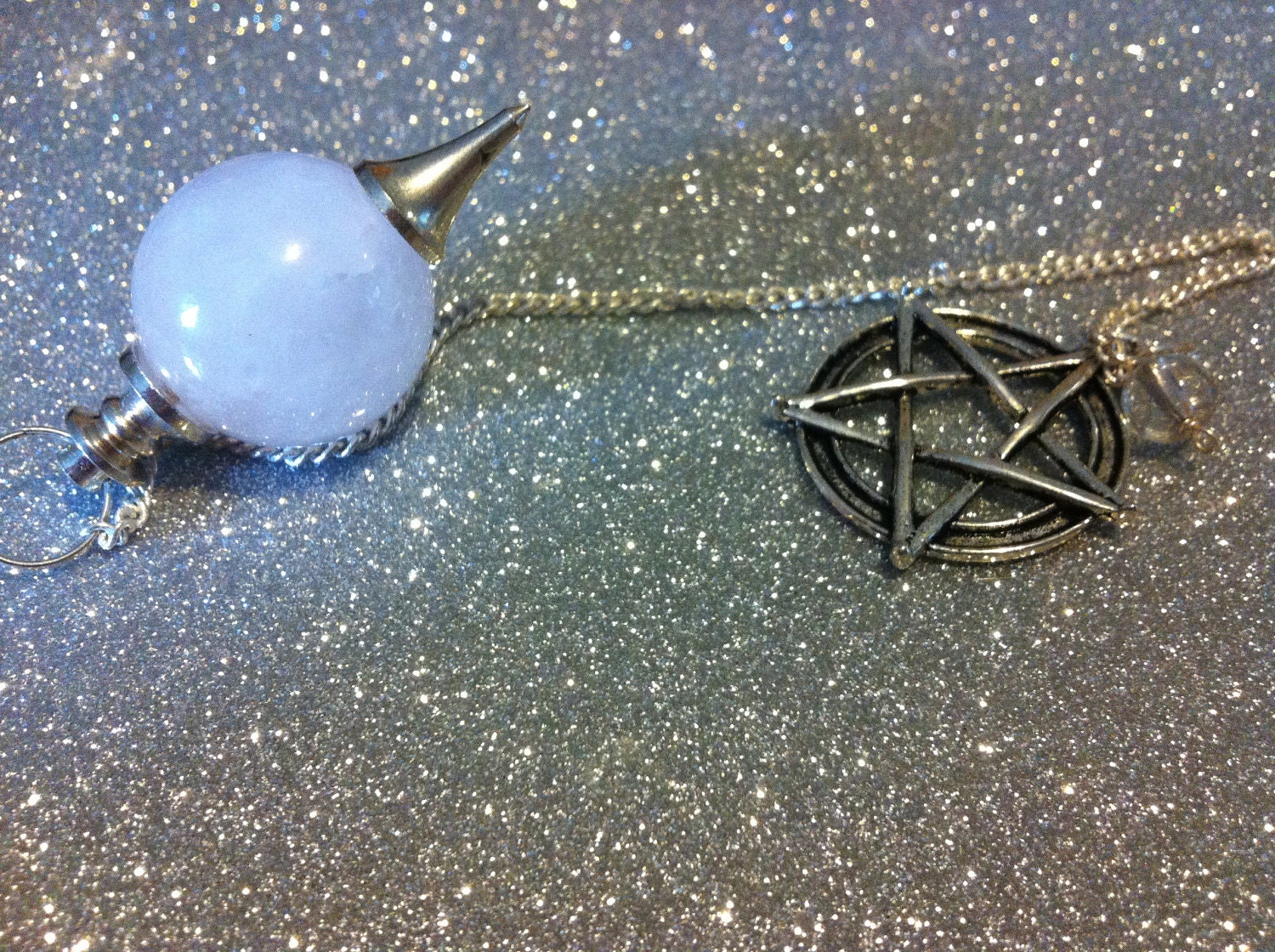 Rose Quartz Sphere Pentacle Pendulum
