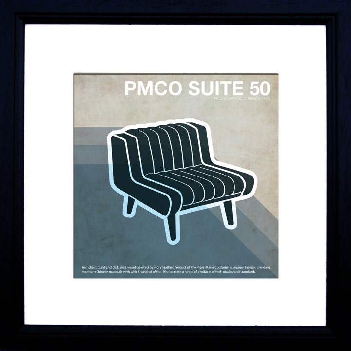 Eames Inspired Midcentury Armchair Art Panel - 10"x10" Modern Illustrated Print