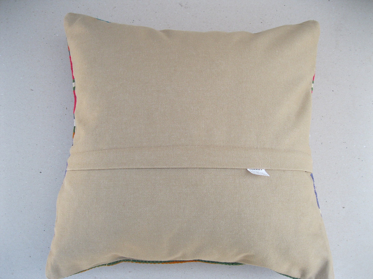 Modern Bohemian Home Decor , Embroidered Handwoven Striped Vintage Tribal Turkish Kilim Pillow cover 18" x 18"