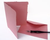 Pink blank cards with envelopes, handmade recycled paper, A2 size, set of 4