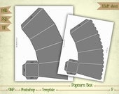 Popcorn Box - Digital Collage Sheet Layered Template - (T017)