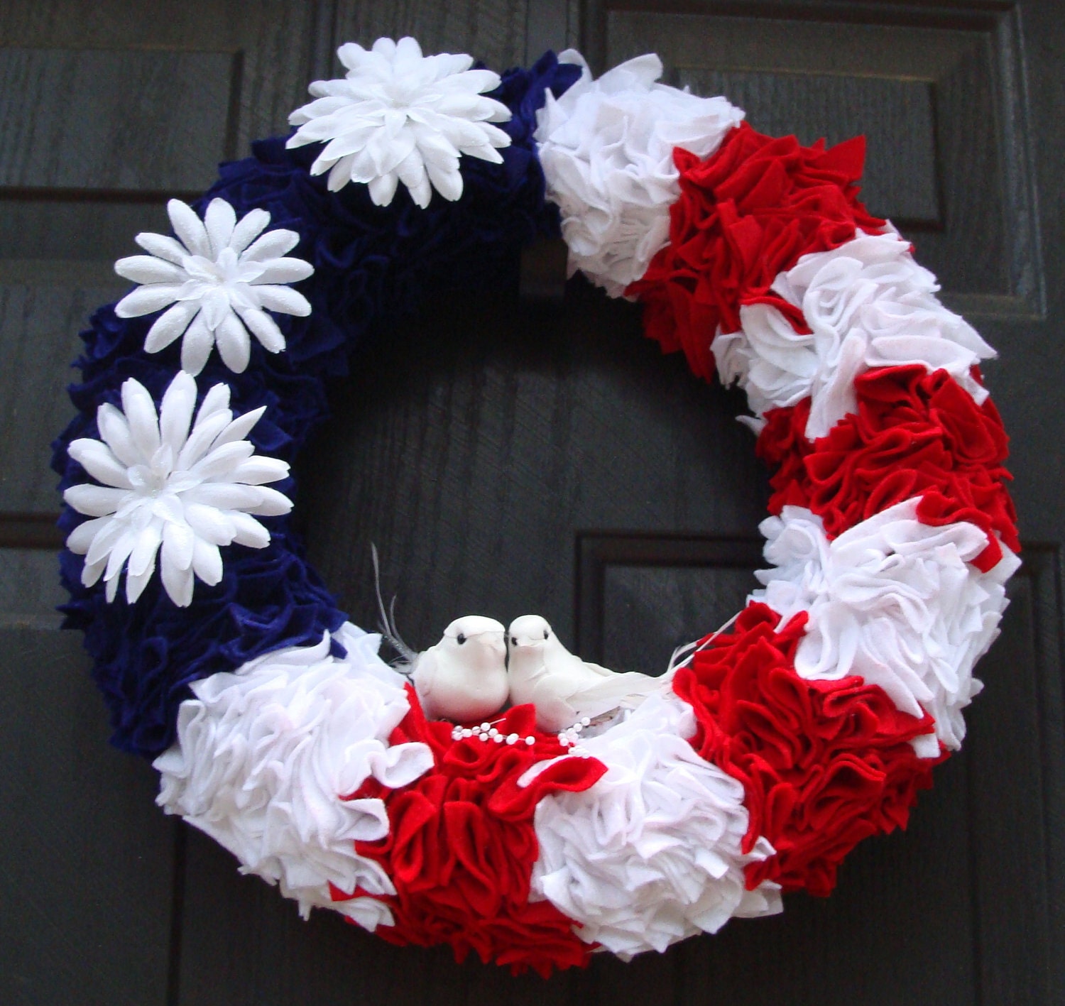 Patriotic Wreath, Red White and Blue