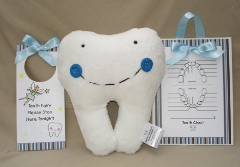 Toothy the Tooth Fairy Kit Boy - Tooth Fairy Pillow, Tooth Fairy Plaque, Tooth Fairy Door Hang