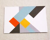 Geometric Printed Card - stationery card - illustration - color print - pastels - abstract - polka dots - geometric shape - paper goods