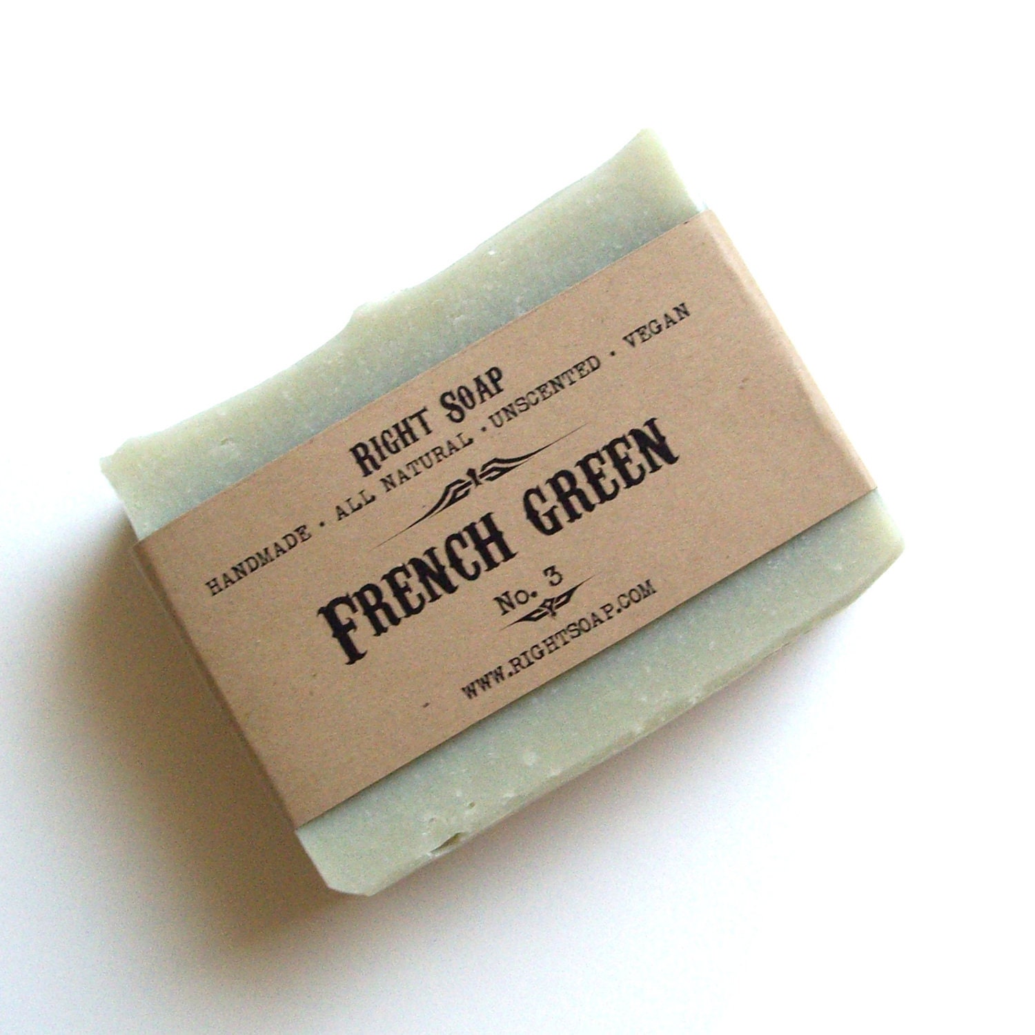 French Green Soap - Natural Soap, Vegan Soap, Unscented Soap, Handmade Soap, Cold Process Soap, - RightSoap