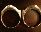 Pair of 1961 Mid Century Vintage Ford Falcon Eyelid Headlight Headlamp Aluminum Lens Rings/Frames - OR Great Industrial Picture Frames
