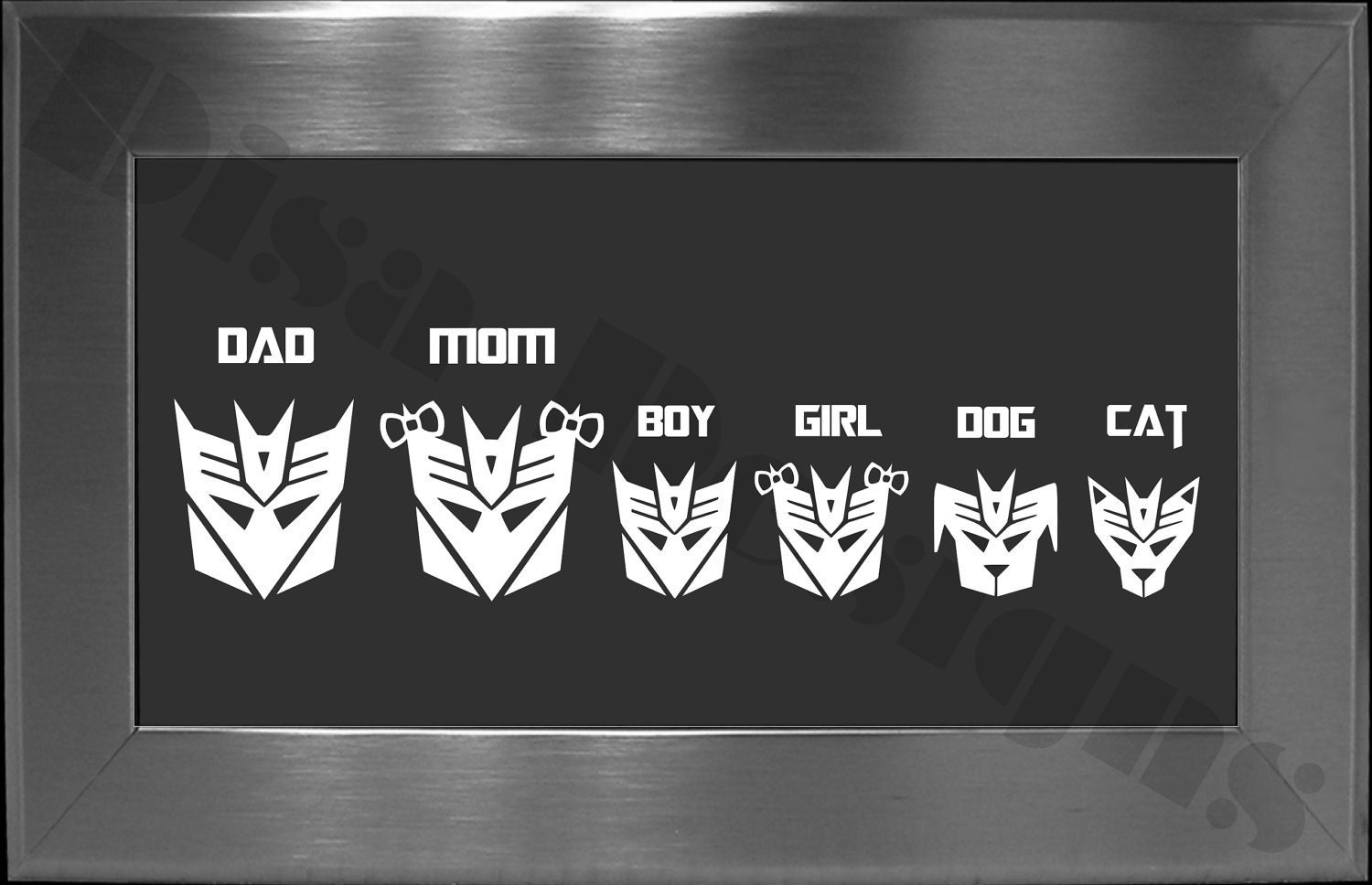 Your choice of 5 Transformer, Decepticon inspired Family vinyl decals / Please READ description for ordering instructions - Car decal