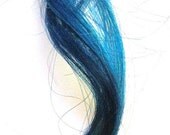 Teal Human hair extensions. 22" long, 1" wide. TWO PIECES