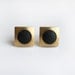 Geometric square with black circle stud earring