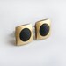 Geometric square with black circle stud earring