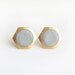 Silver geometric earring, honeycomb circle stud