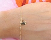 Heart bracelet, Thin Delicate Gold Bracelet, everyday jewelry, simplistic bracelet, dainty gold bracelet, gold bangle