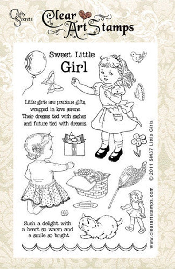 Little Girl SM37 Clear Ar Stamp Vintage Set