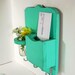 Mail organizer, shabby chic, floral vase, mail holder, key hooks, mail holder, wood, distressed, vintage, home decor,painted Aqua Blue