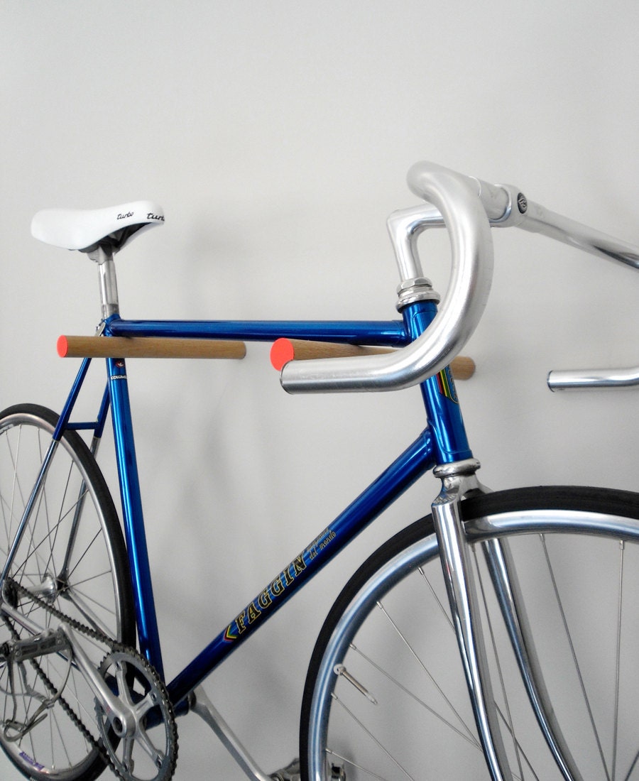 wooden bike hook, minimal and simple